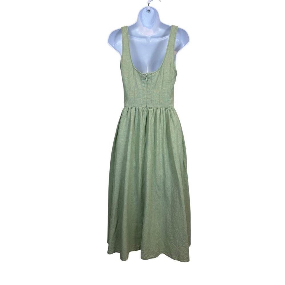 Christian Lacroix Dress Womens 4 Sage Green Linen Feminine Romantic Cottagecore - Picture 6 of 12